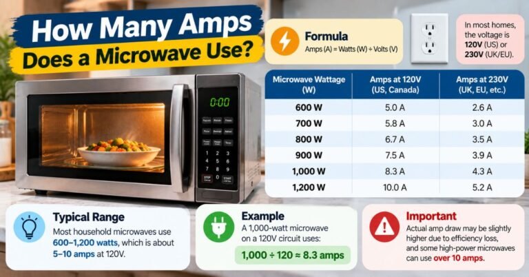 how many amps does a microwave use